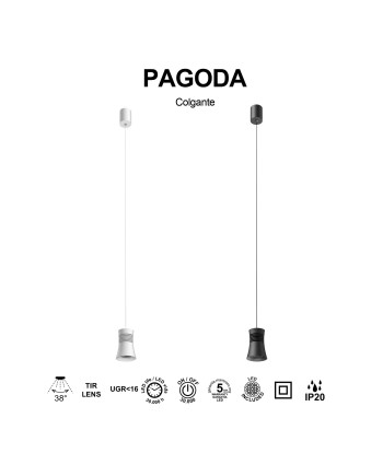 PAGODA * COLGANTE LED 12.5W 3000K BLANCO